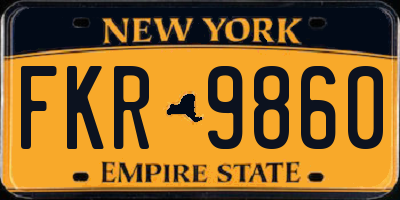NY license plate FKR9860