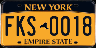 NY license plate FKS0018