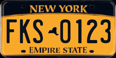 NY license plate FKS0123