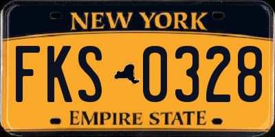 NY license plate FKS0328