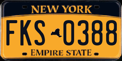 NY license plate FKS0388