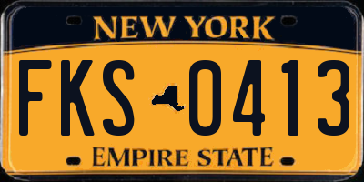 NY license plate FKS0413