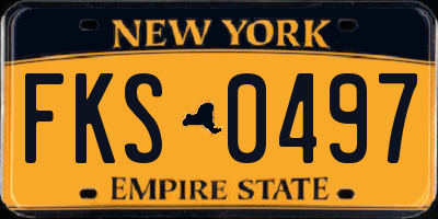 NY license plate FKS0497