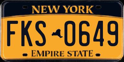 NY license plate FKS0649
