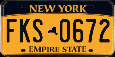 NY license plate FKS0672