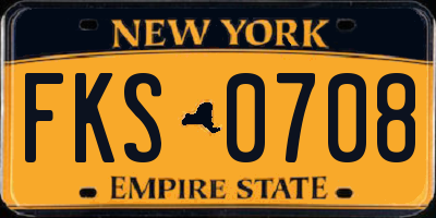 NY license plate FKS0708