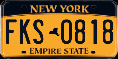 NY license plate FKS0818