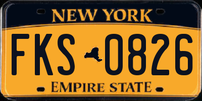 NY license plate FKS0826