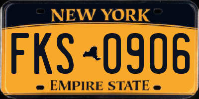 NY license plate FKS0906