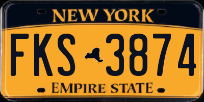 NY license plate FKS3874