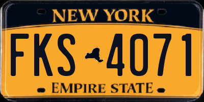 NY license plate FKS4071
