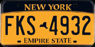 NY license plate FKS4932