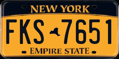 NY license plate FKS7651