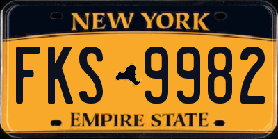 NY license plate FKS9982