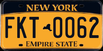 NY license plate FKT0062