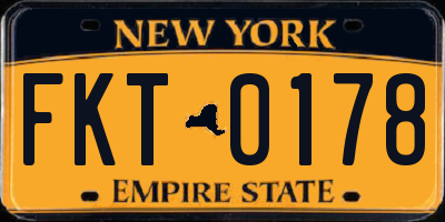 NY license plate FKT0178