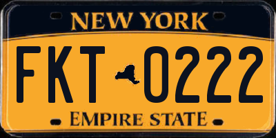 NY license plate FKT0222