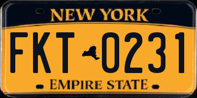 NY license plate FKT0231
