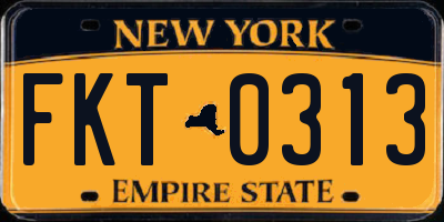 NY license plate FKT0313