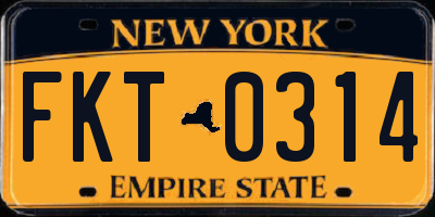NY license plate FKT0314