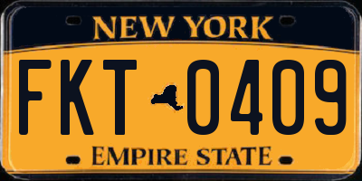 NY license plate FKT0409