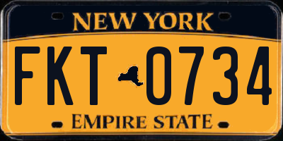 NY license plate FKT0734