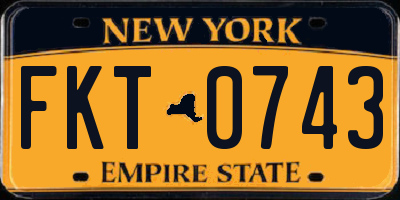NY license plate FKT0743