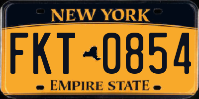 NY license plate FKT0854