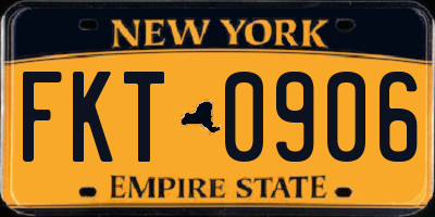 NY license plate FKT0906