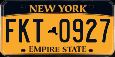 NY license plate FKT0927
