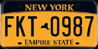 NY license plate FKT0987