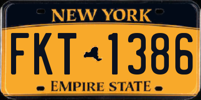 NY license plate FKT1386