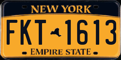 NY license plate FKT1613