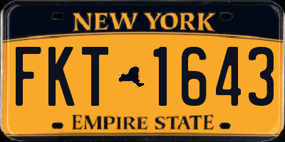 NY license plate FKT1643