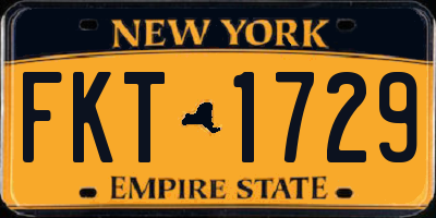 NY license plate FKT1729