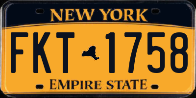 NY license plate FKT1758