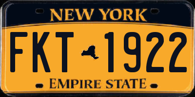 NY license plate FKT1922