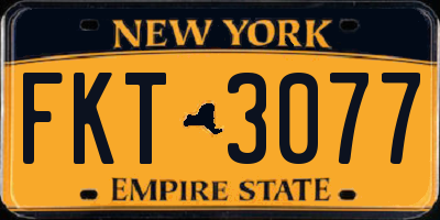 NY license plate FKT3077
