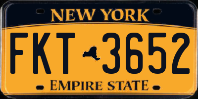 NY license plate FKT3652