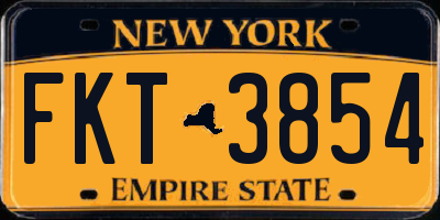 NY license plate FKT3854