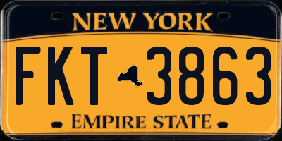 NY license plate FKT3863