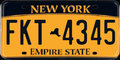 NY license plate FKT4345