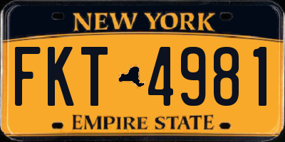NY license plate FKT4981