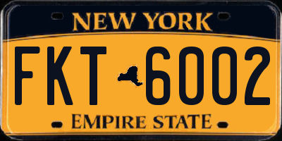 NY license plate FKT6002