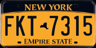 NY license plate FKT7315