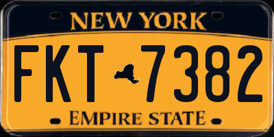 NY license plate FKT7382