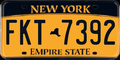 NY license plate FKT7392