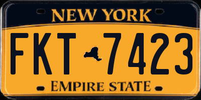 NY license plate FKT7423