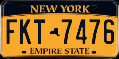 NY license plate FKT7476