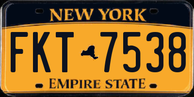 NY license plate FKT7538